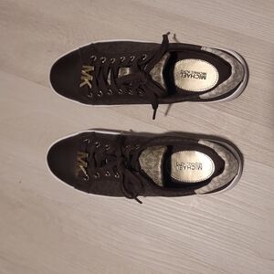 Michael Kors Dark Brown and Gold Sneakers